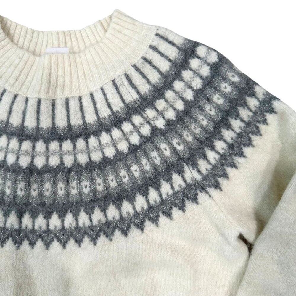 GAP Kids Fair Isle Mockneck Sweater  Ivory Multi Grey 5 - Picture 3 of 8